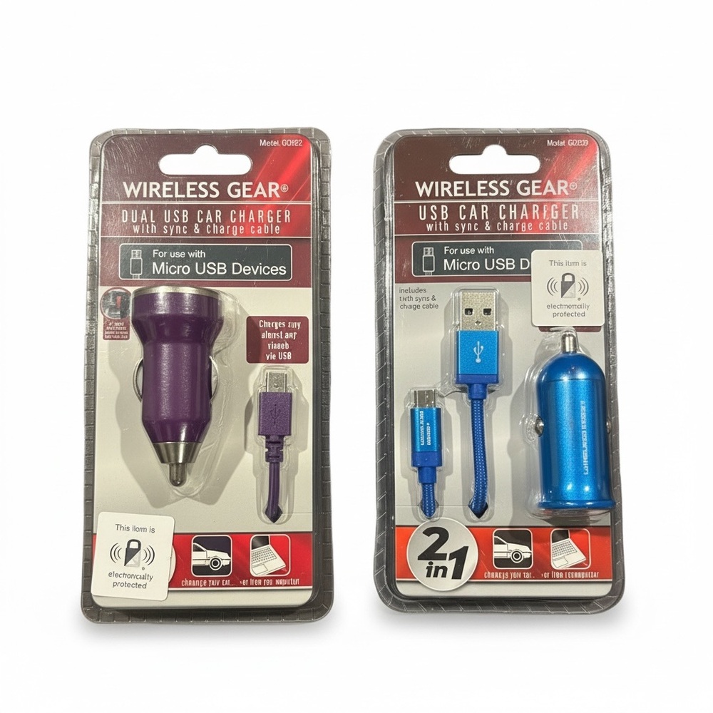Wireless Gear Micro USB Car Charger with Sync Cable 2-in-1 (NEW)